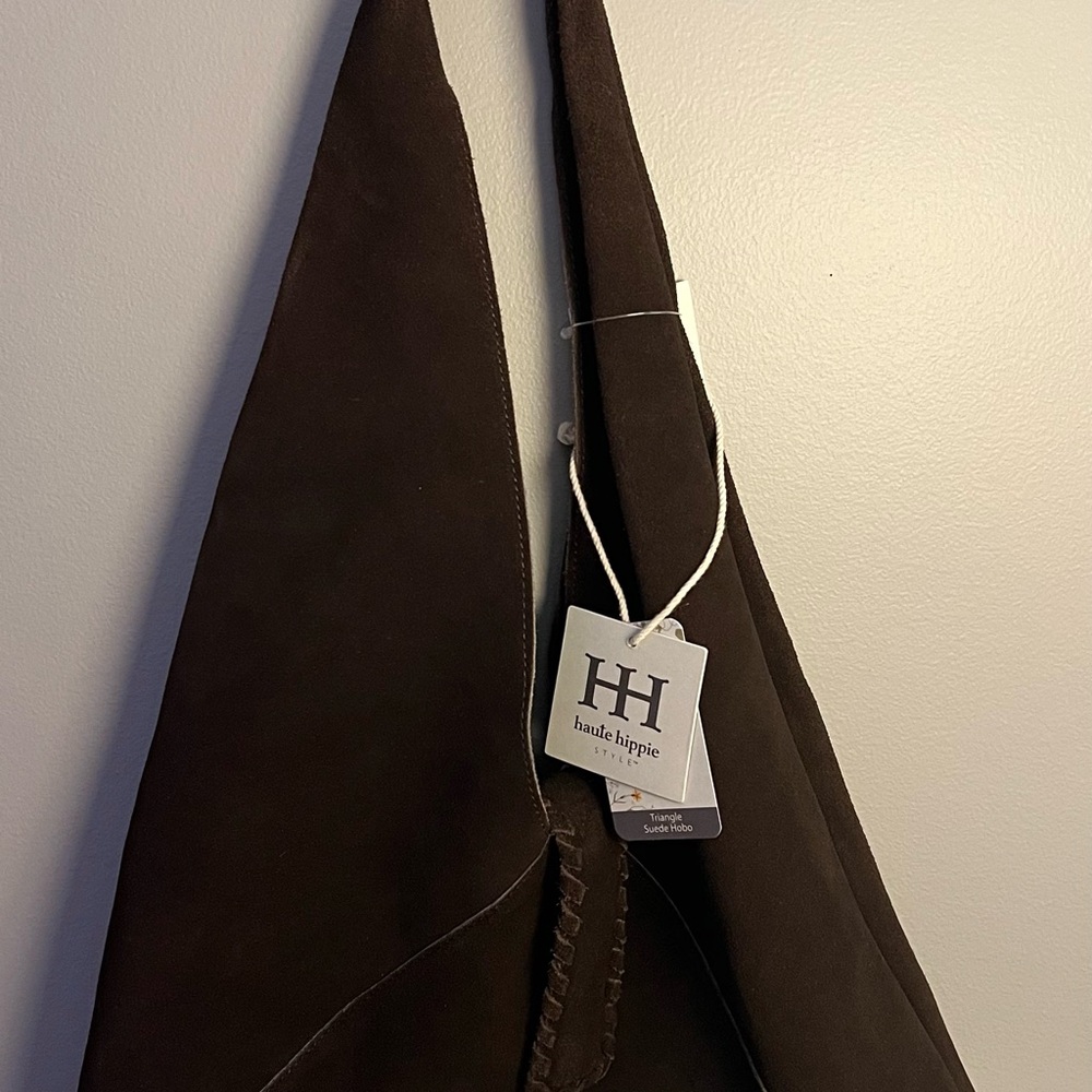 Haute Hippie Dark Brown Suede Shoulder Hobo bag! Super Cute!